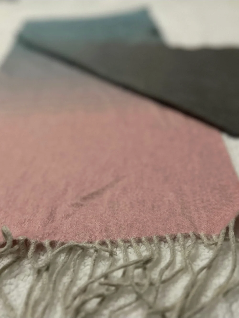 CHANEL Ombre Pink to Blue Scarf with Charcoal Reverse